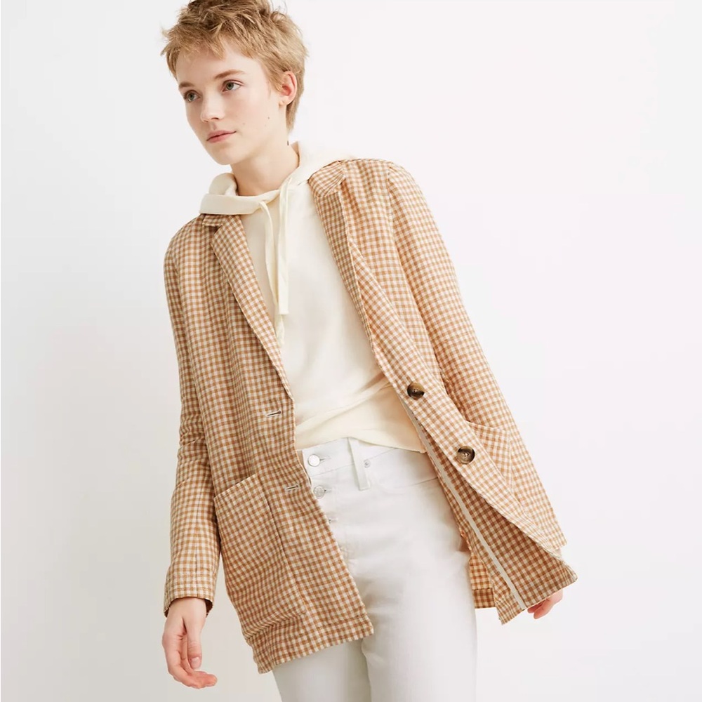 Madewell Gingham Linen Blazer